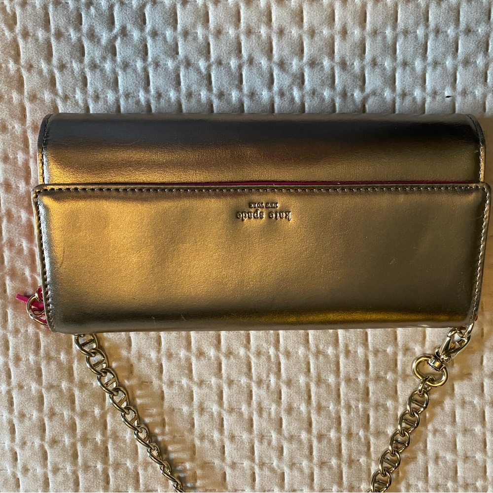 Kate Spade Metallic Gold Clutch with Chain